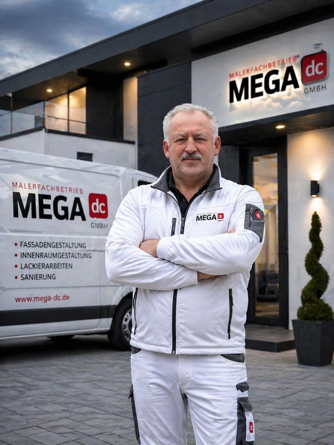 Dilaver Cosar – Malermeister & Inhaber der Mega DC GmbH vor dem Firmensitz München
